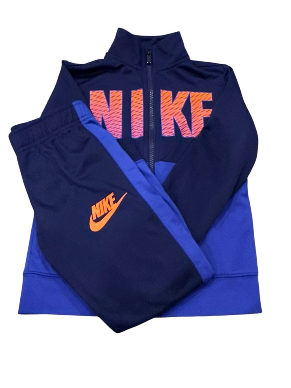 Boys Nike Sportswear Track Jacket Jogger Pants Set Navy Blue Orange Size 5 4T 5T